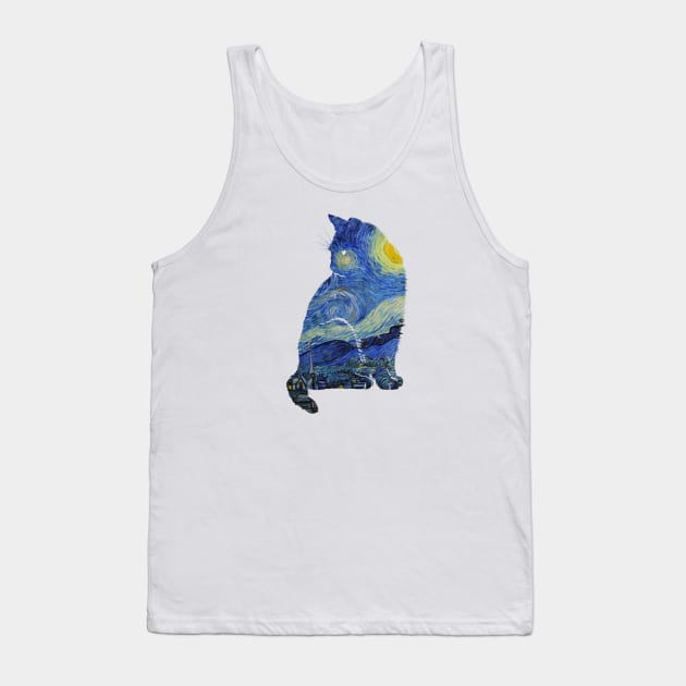 Vincent's Starry Night Museum Cat Tank Top by LittleBunnySunshine